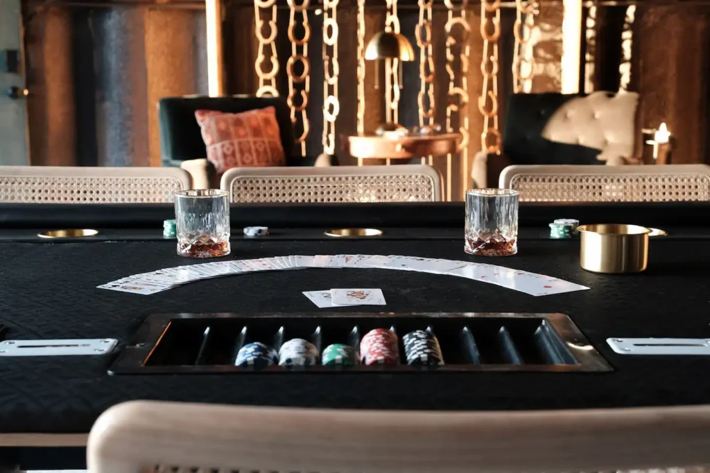 Poker table in the bourbon and cigar room
