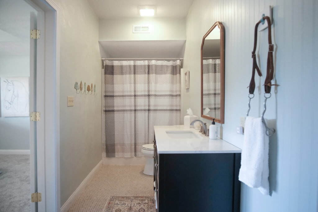 Look at the basement bathroom on a bourbon trail airbnb